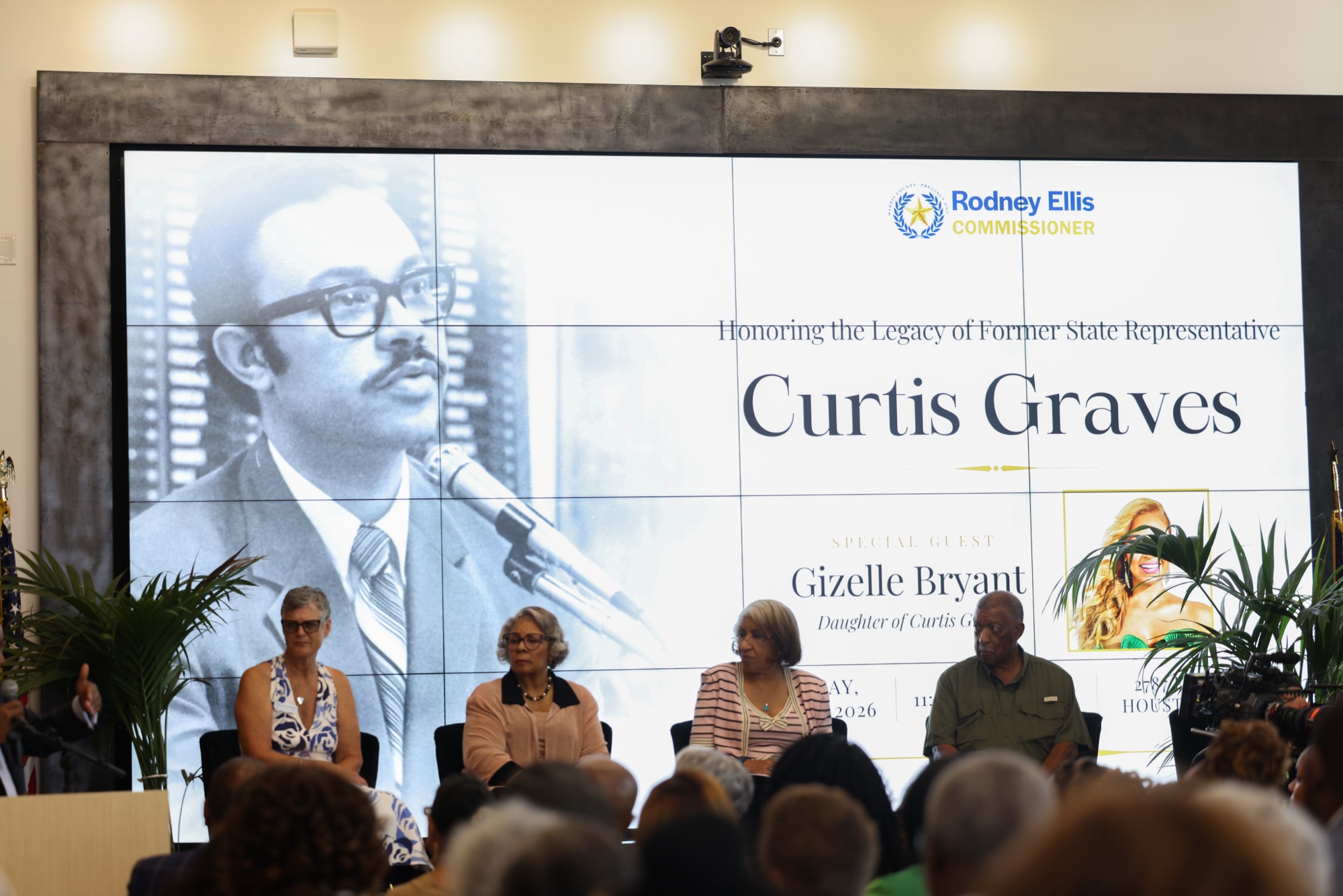 Screen honoring the legacy of former State Representative Curtis Graves at a ribbon cutting and reception